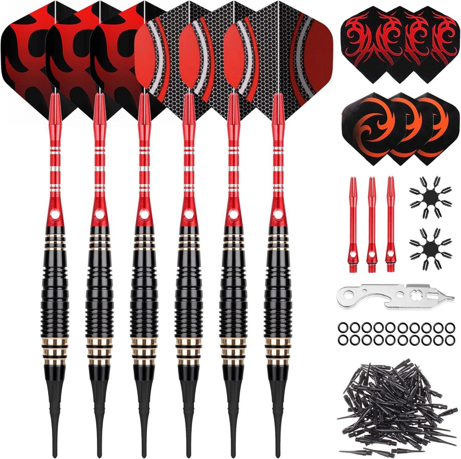 CareGames 6 Stück Dartpfeile Set Softdart Elektronische Dartscheibe 16g