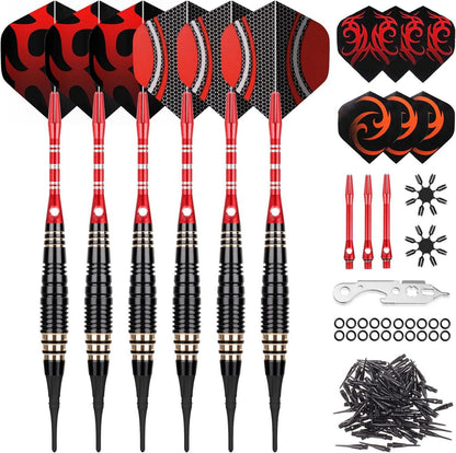 CareGames 6 Stück Dartpfeile Set Softdart Elektronische Dartscheibe 16g