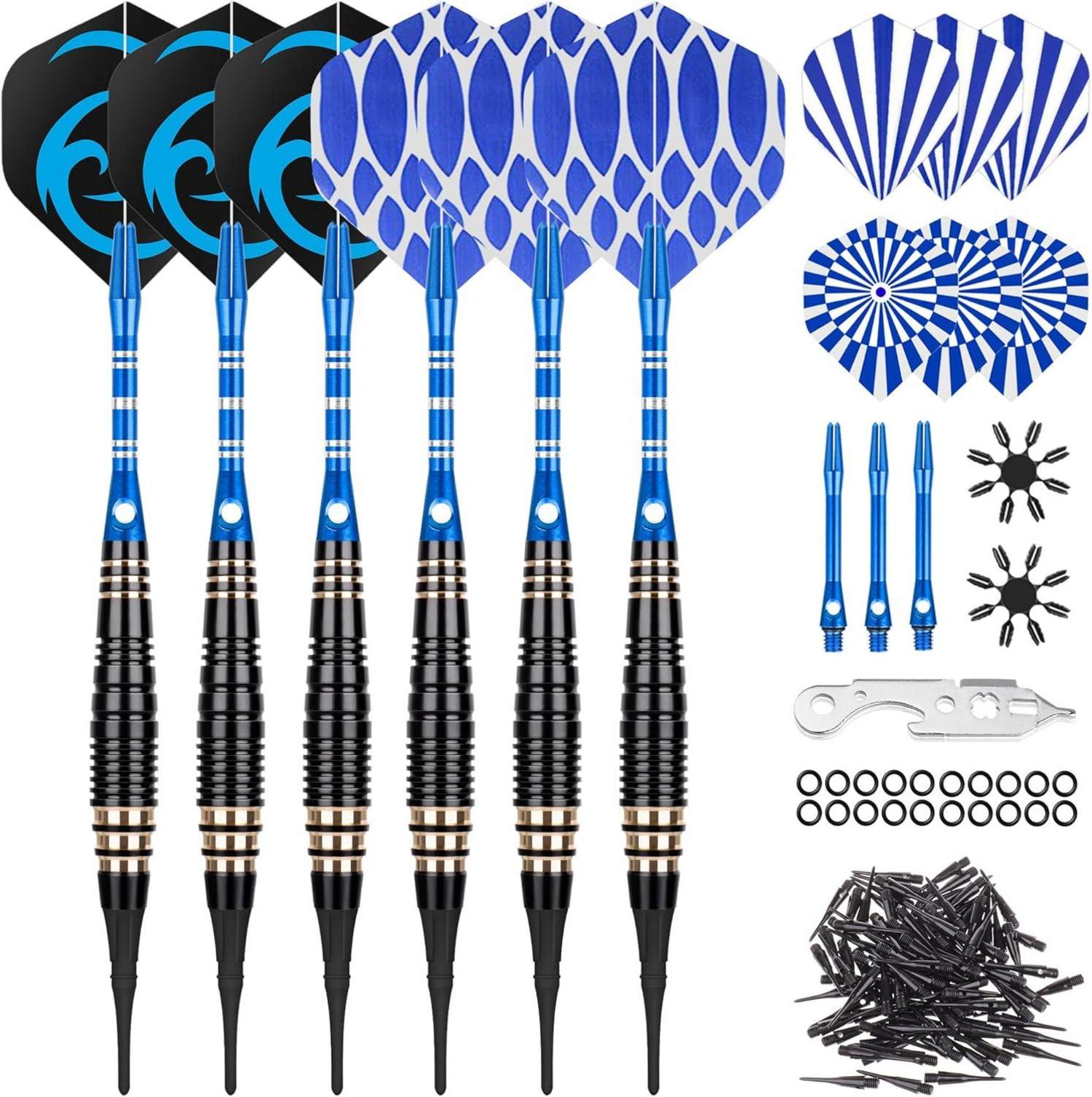 CareGames Soft Dartpfeile Set Elektronische Dartscheibe 16g 6 Stück Blau