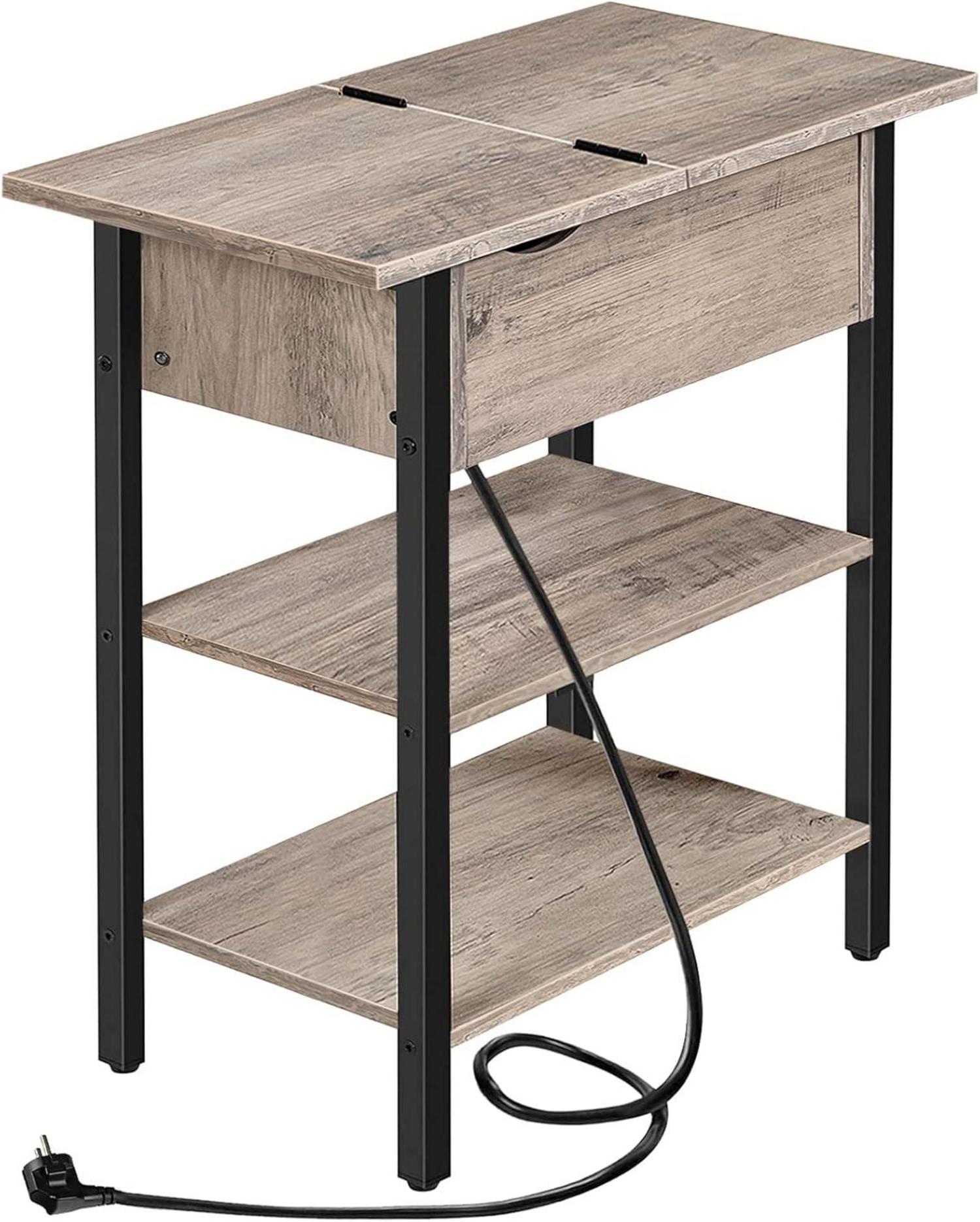 Beistelltisch mit Ladestation und Ablagefläche, Flip-Top Design