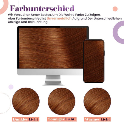 Echthaar Clip-Ins Auburn Braun 45cm – Haarverlängerung