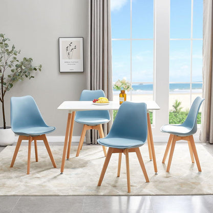 Esszimmerstühle Set 4er Buche Holz, Skandinavisch Morandi Lichtblau