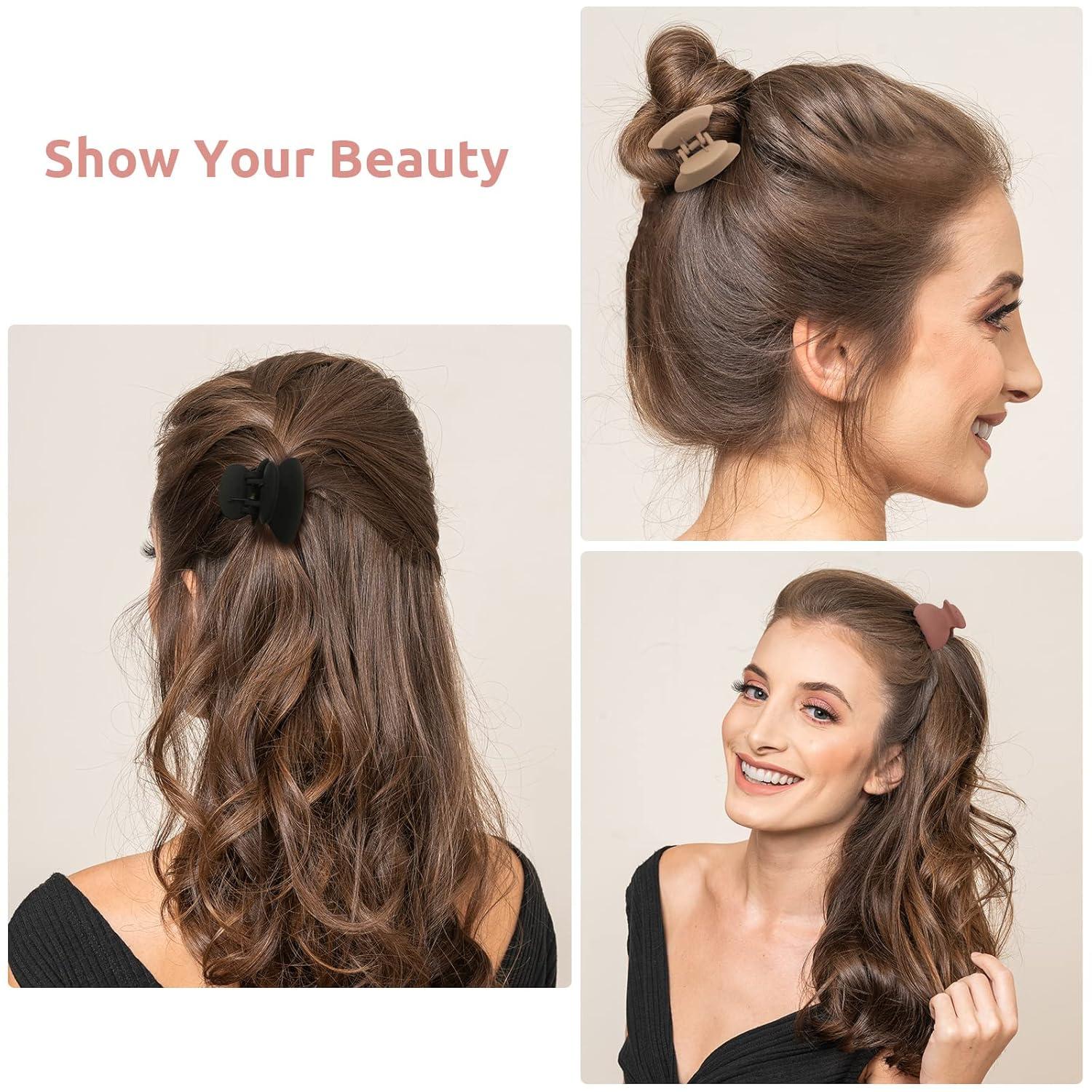 12er Set Mini Haarklammern Haarspangen 4cm für Frauen Mädchen Kinder - Braun