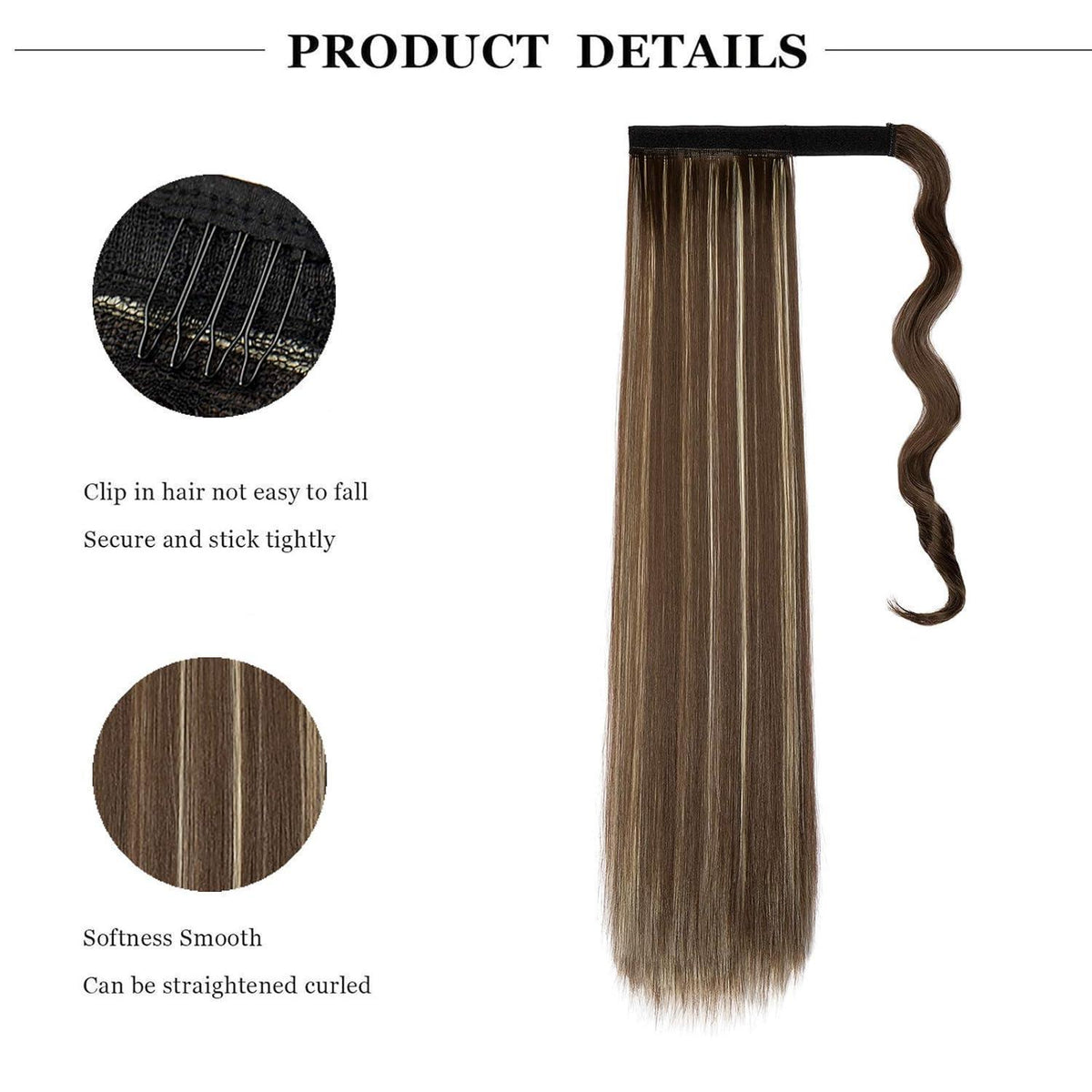 Pferdeschwanz Extension glatt, 55cm Chestnut Brown & Blond