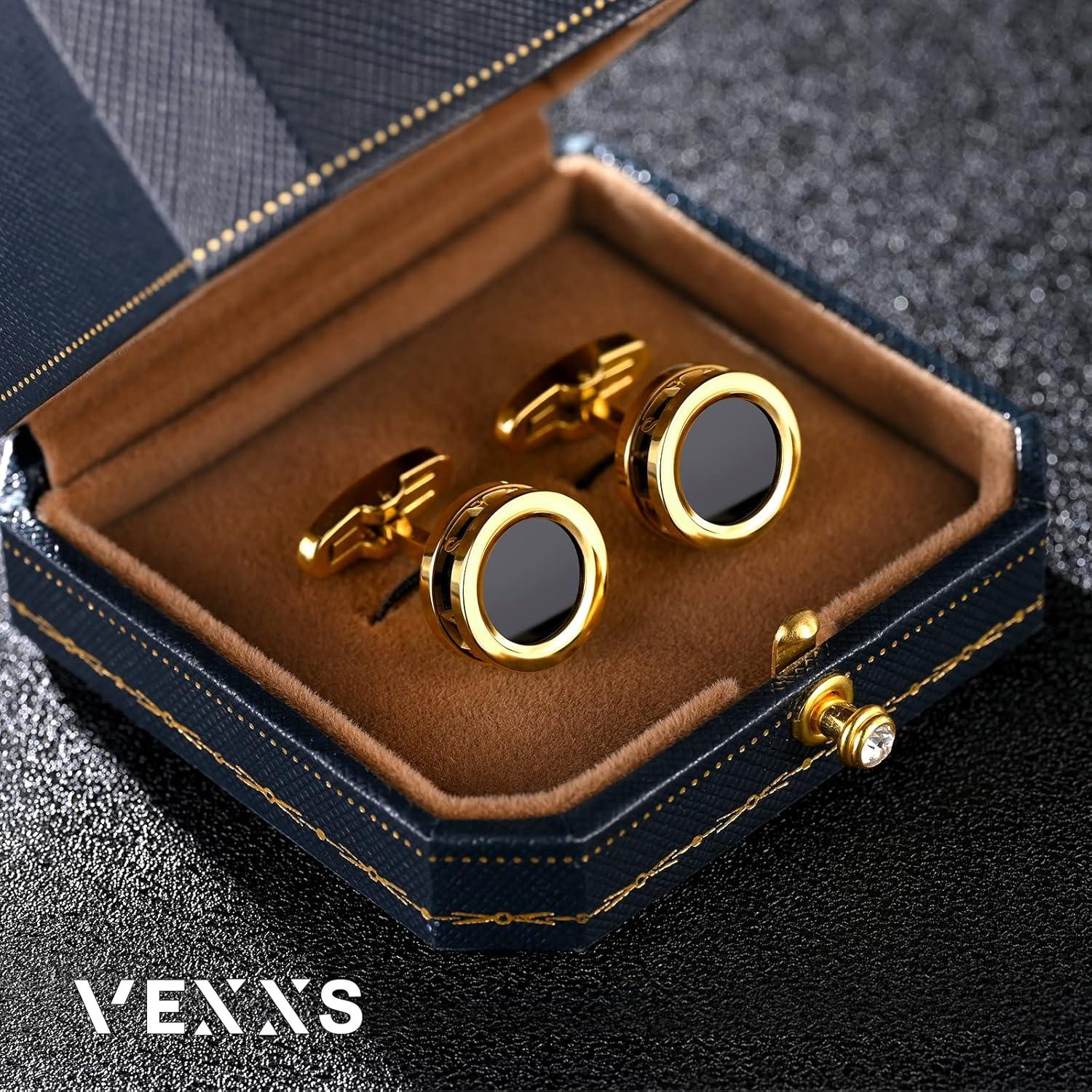 Luxuriöse 18K vergoldete Achat Manschettenknöpfe für Herren