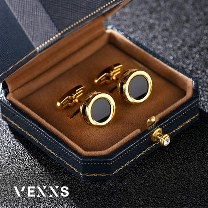 Luxuriöse 18K vergoldete Achat Manschettenknöpfe für Herren