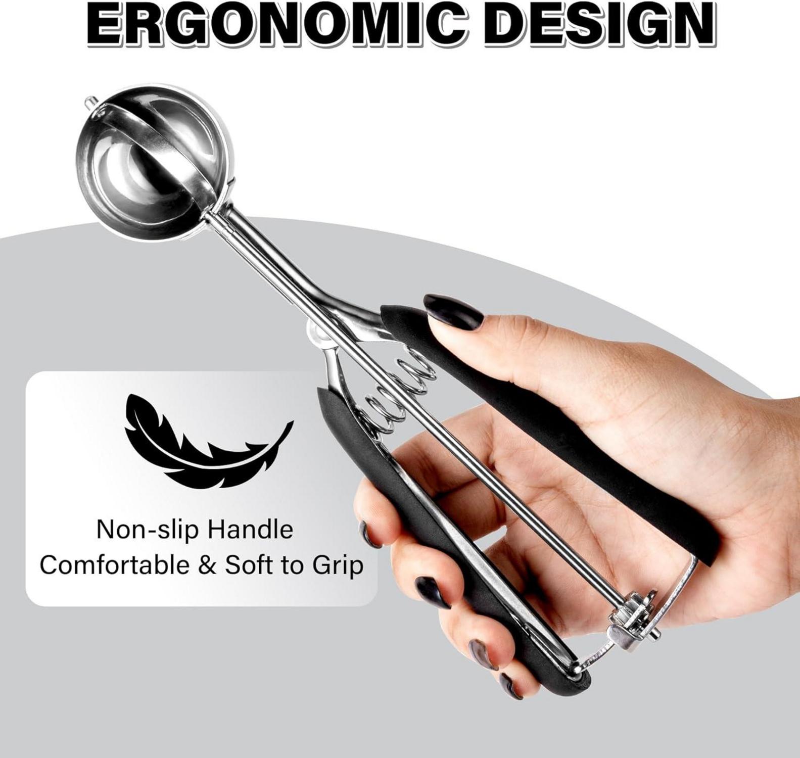 Eisportionierer Edelstahl 30ml mit Auslöser und bequemem Griff