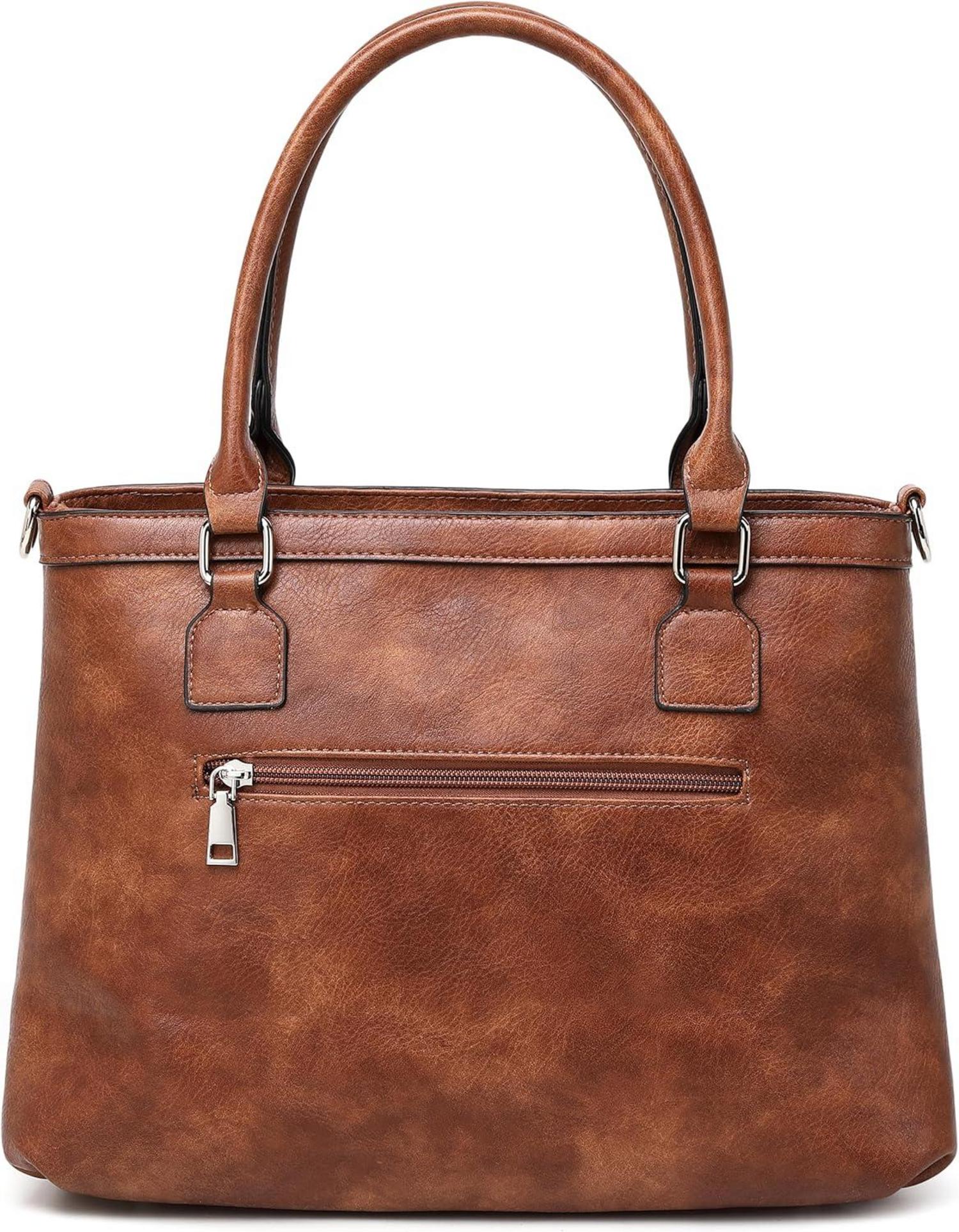 Große Damen Leder Henkeltasche braun Umhängetasche