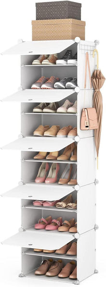 Schuhregal Organizer 10 Ebenen, 20 Paar weißer Schuhschrank