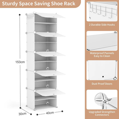 Schuhregal Organizer 10 Ebenen, 20 Paar weißer Schuhschrank