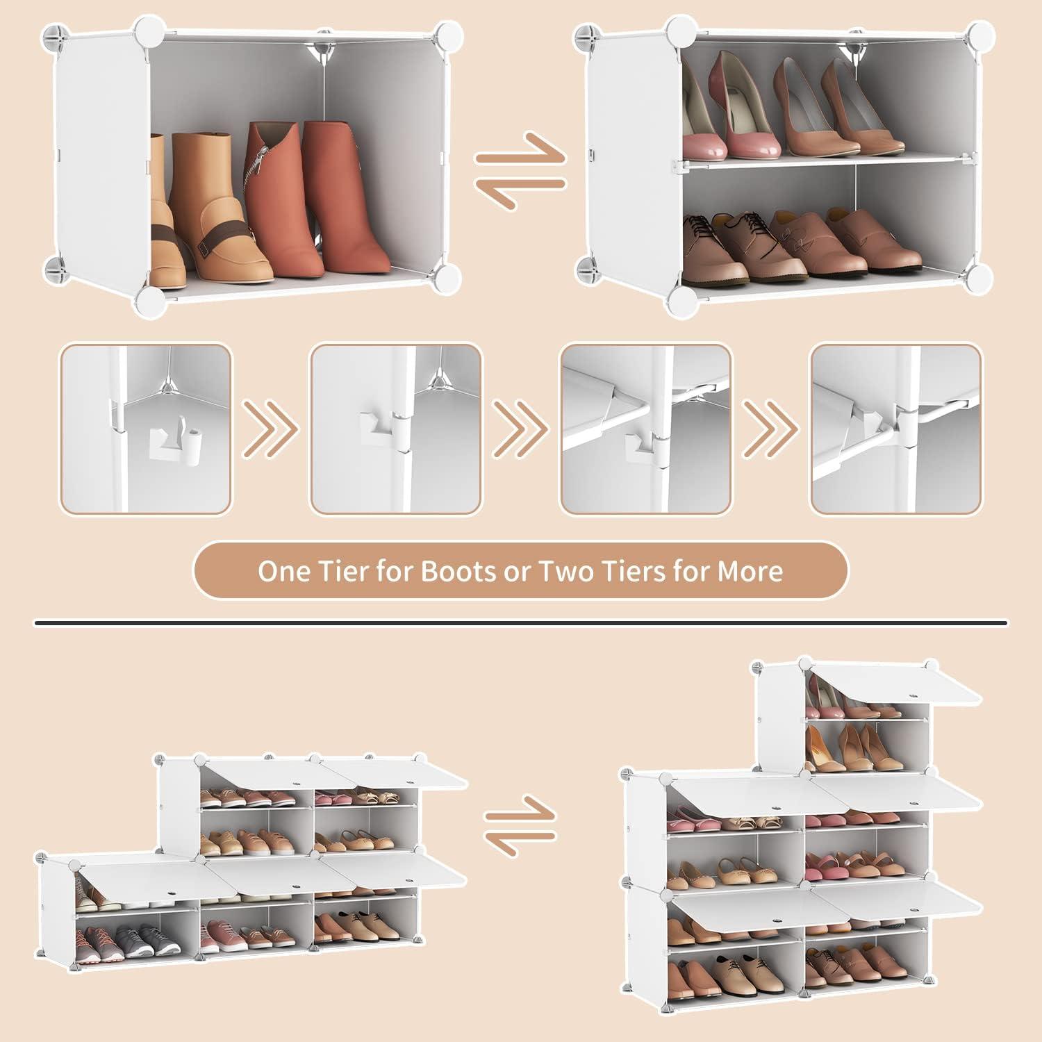 10-Ebenen Schuhregal Organizer, 20 Paar tragbarer Schrank mit