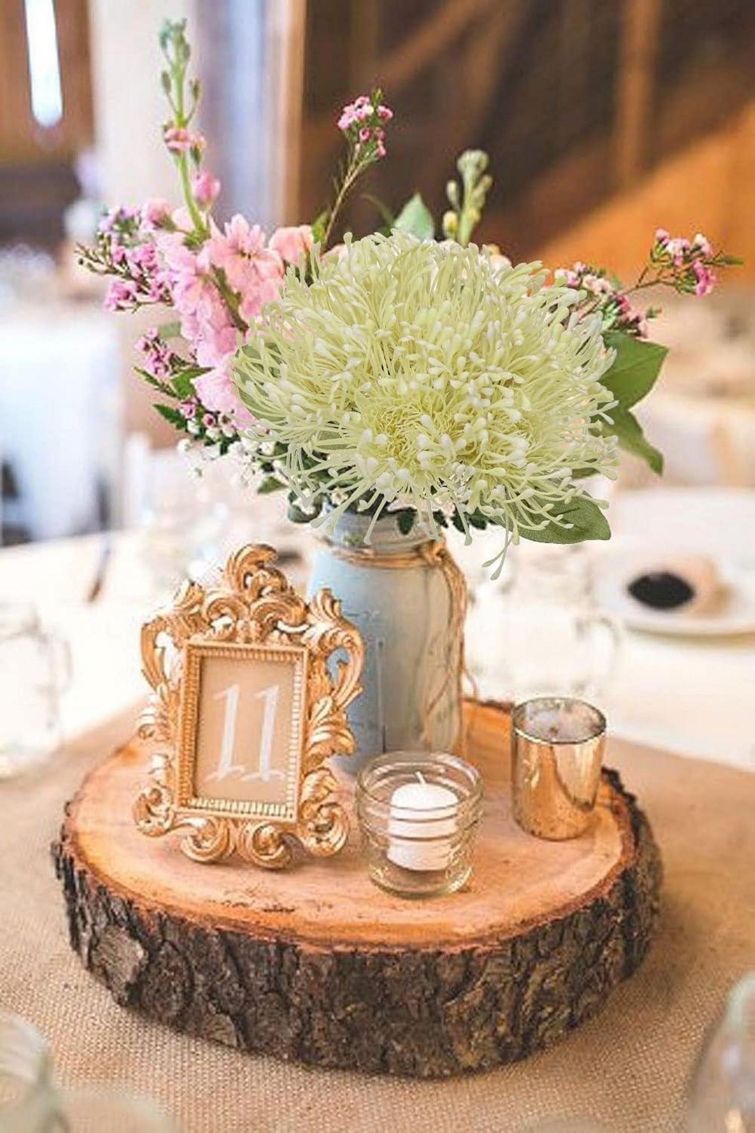 6er Set Künstliche Chrysantheme Blumengesteck Cream 30cm