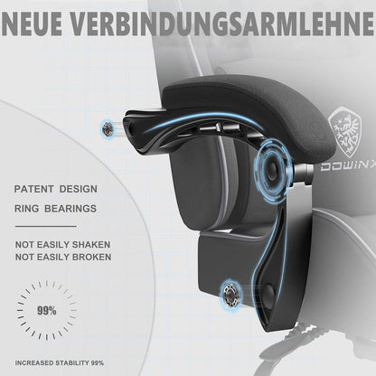 Dowinx Gaming Stuhl Ergonomischer Gamer Massage Lendenstütze Fußstütze