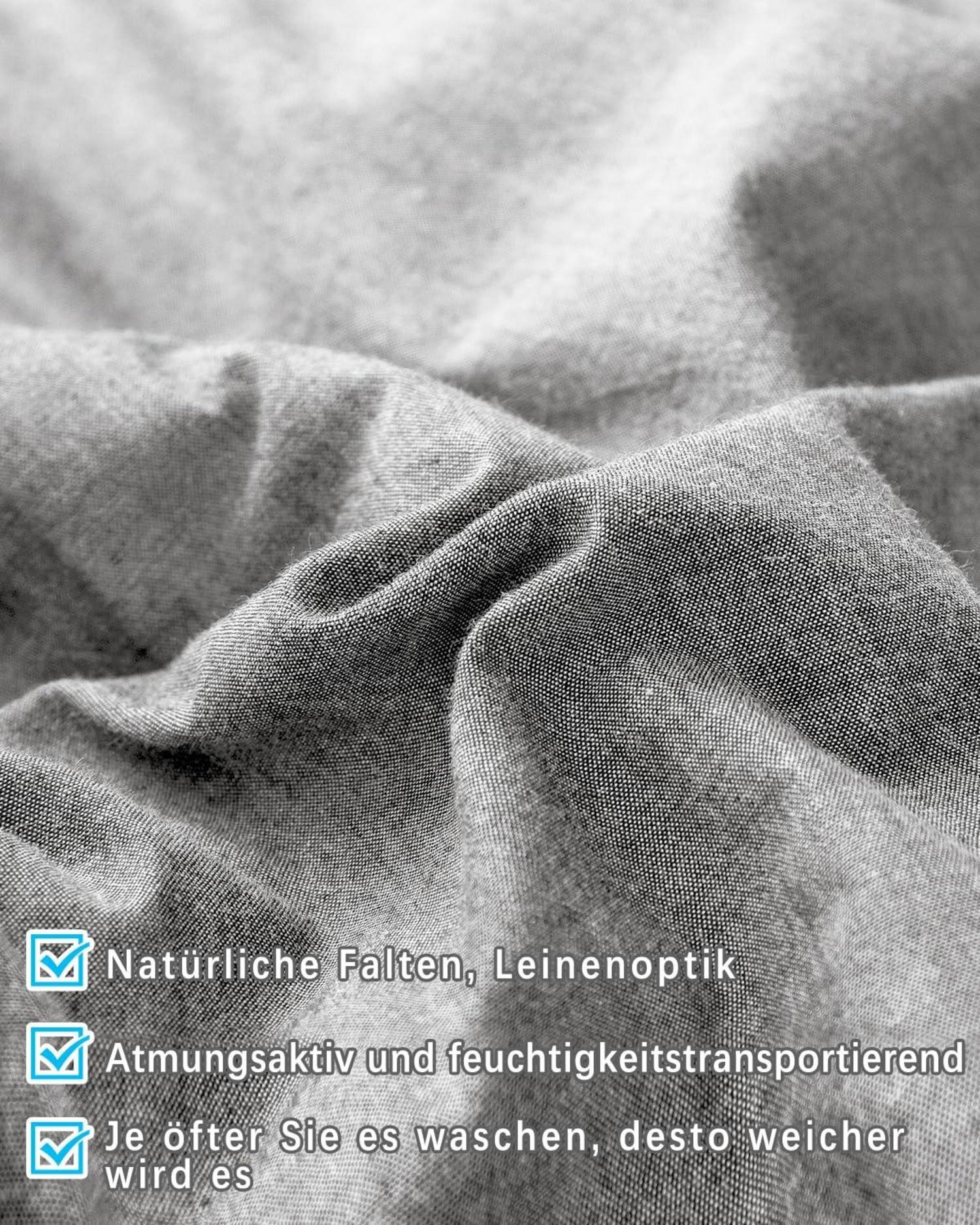 2er Set Kissenbezug 40x60 cm 100% Baumwolle Grau Reißverschluss
