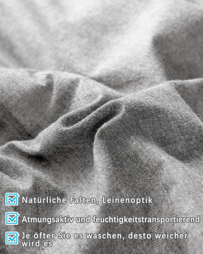 2er Set Kissenbezug 40x60 cm 100% Baumwolle Grau Reißverschluss
