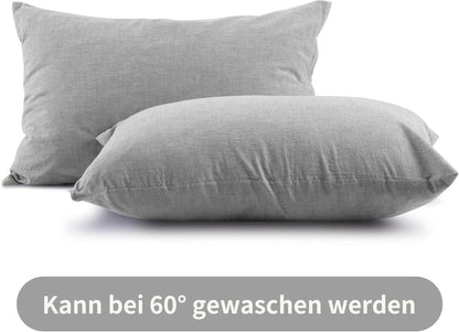 2er Set Kissenbezug 40x60 cm Grau Baumwolle Reißverschluss