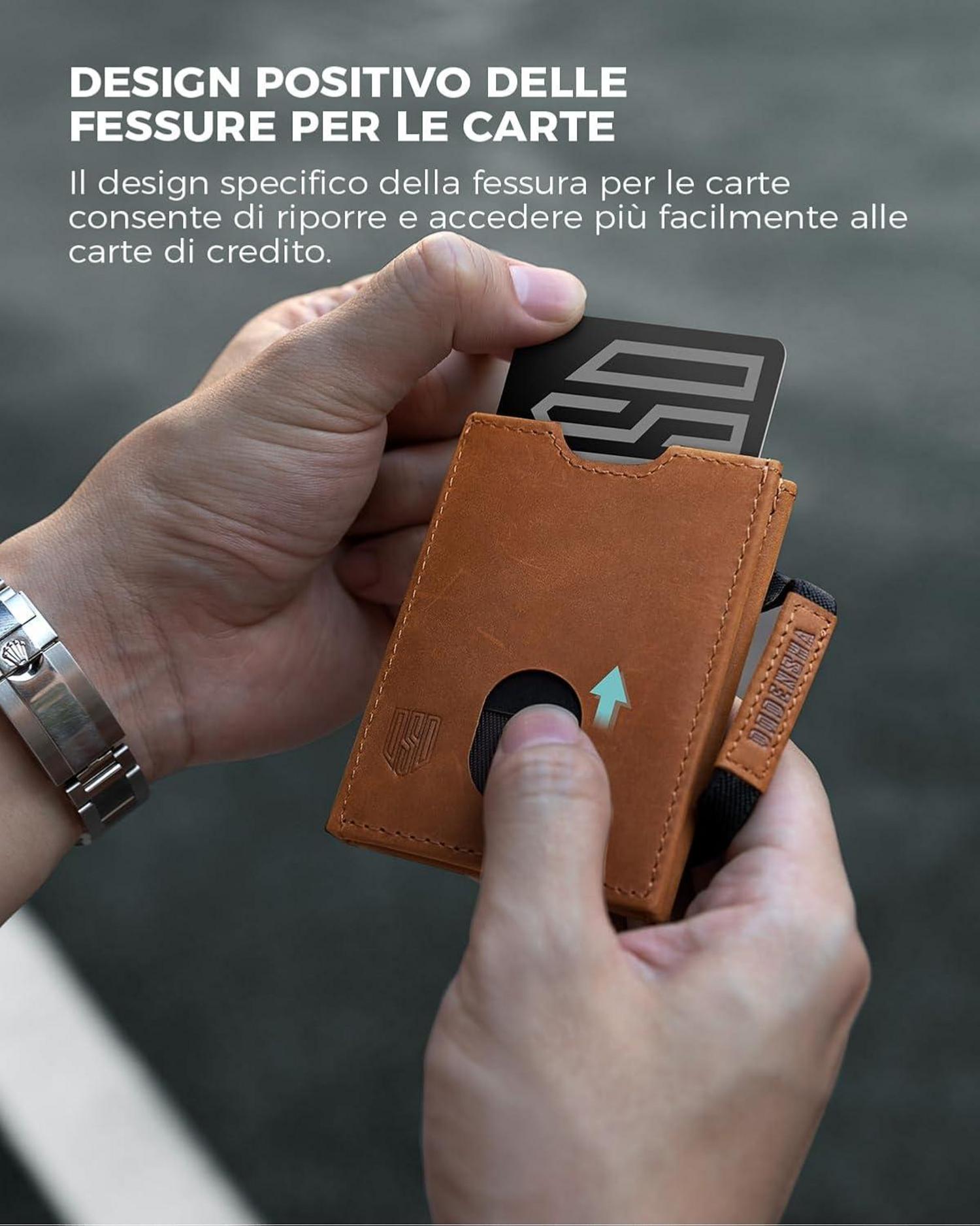 DODENSHA RFID Herren Mini Geldbörse Münzfach Leder