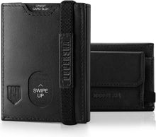 Mini RFID Geldbörse mit Münzfach Schwarz 7 Kartensteckplätze