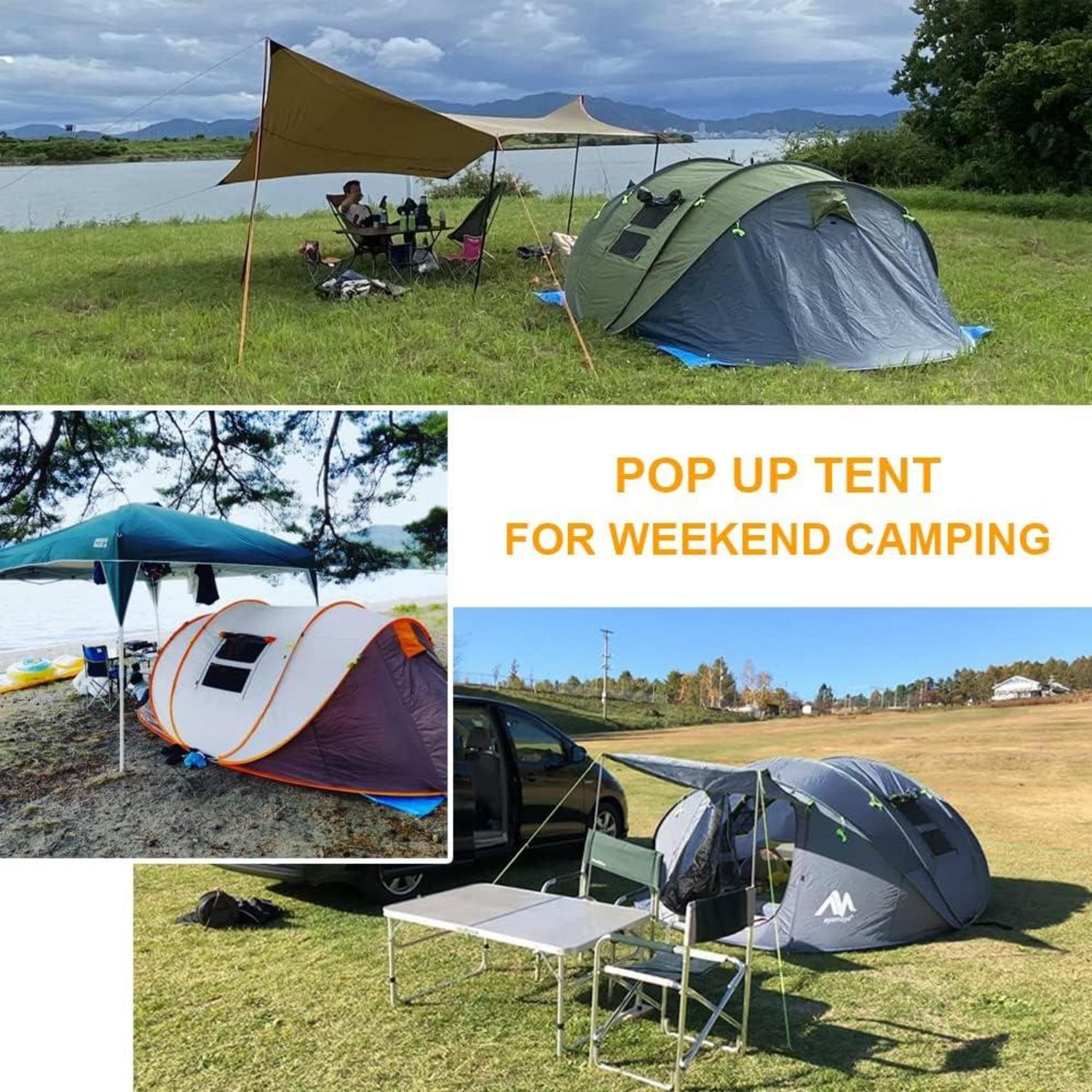 AYAMAYA Zelt 4-6 Personen Wasserdicht Pop up Familienzelt 6-Mann Zelt Outdoor Grau Marine