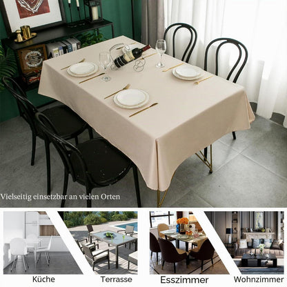 Rechteckige Tischdecke wasserdicht, Beige 140x240 cm