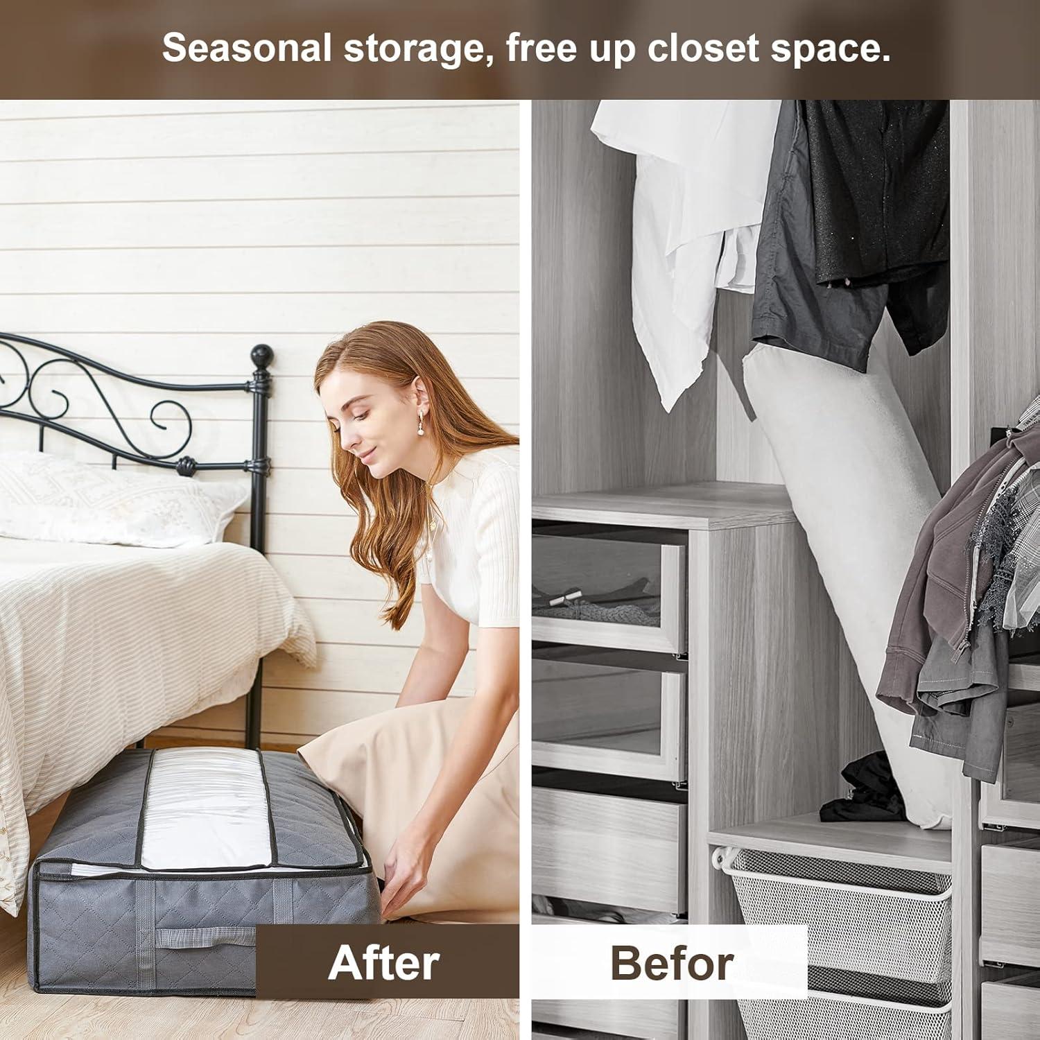 Unterbett Aufbewahrungsbox 3er Set Vliesstoff Organizer mit Reißverschluss und