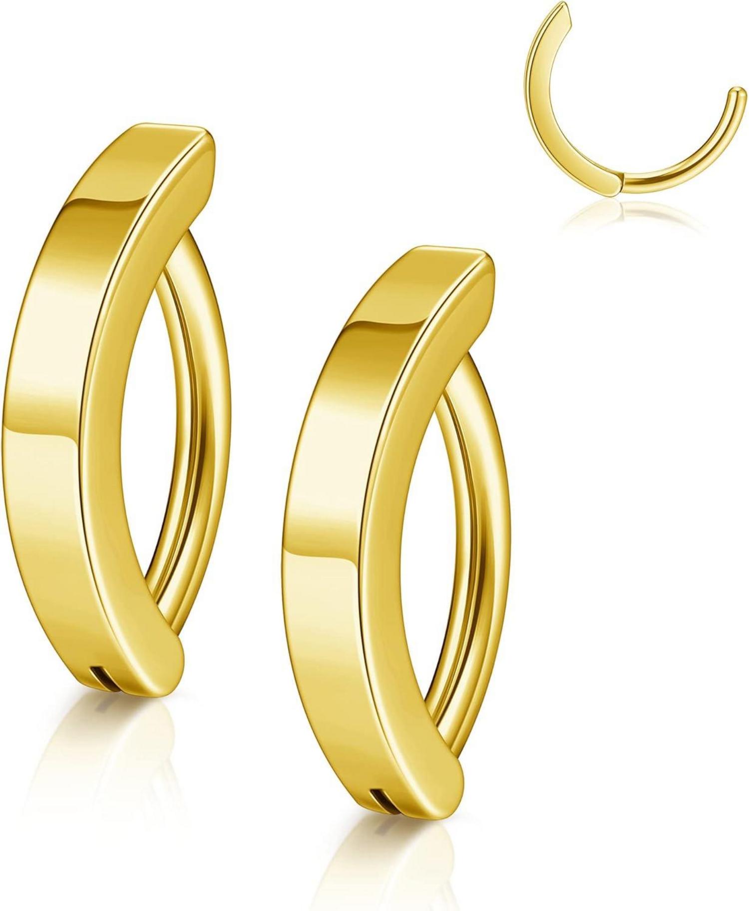 Edelstahl Bauchnabelpiercing Ring 14ga 10mm Silber Gold 2 Stück