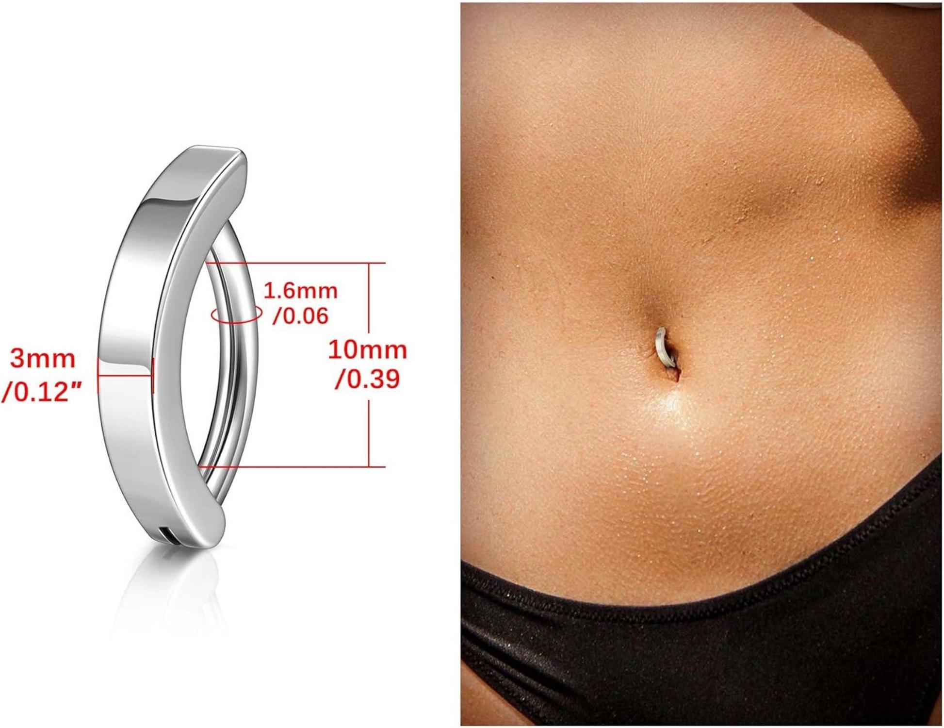 Edelstahl Bauchnabelpiercing Ring 14ga 10mm Silber Gold 2 Stück