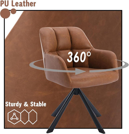 Schreibtischstuhl PU Leder Bürostuhl 360° Drehstuhl Metallbeine Braun