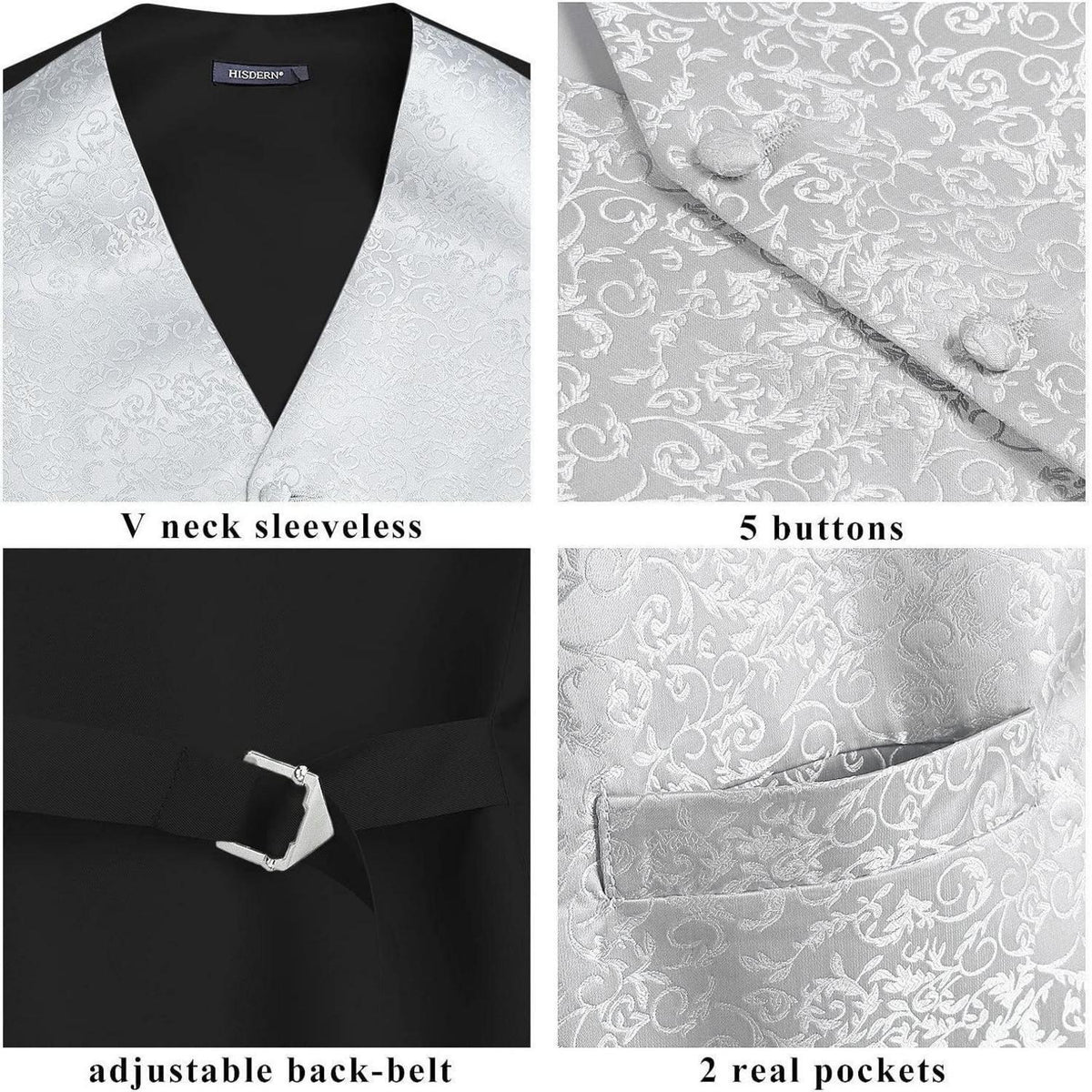 Herren Weste Krawatte Einstecktuch Set Jacquard Gelb 3XL