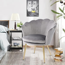 Samtstuhl Blumenform Dunkelgrau Gold Metallbeinen ergonomisches Design