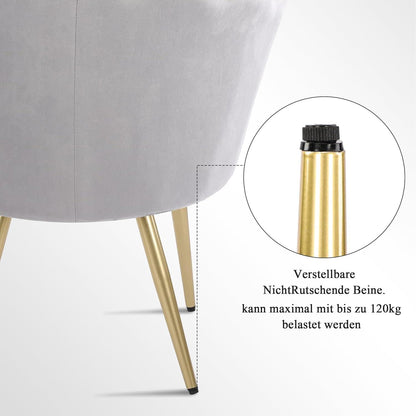 Samtstuhl Blumenform Dunkelgrau Gold Metallbeinen ergonomisches Design