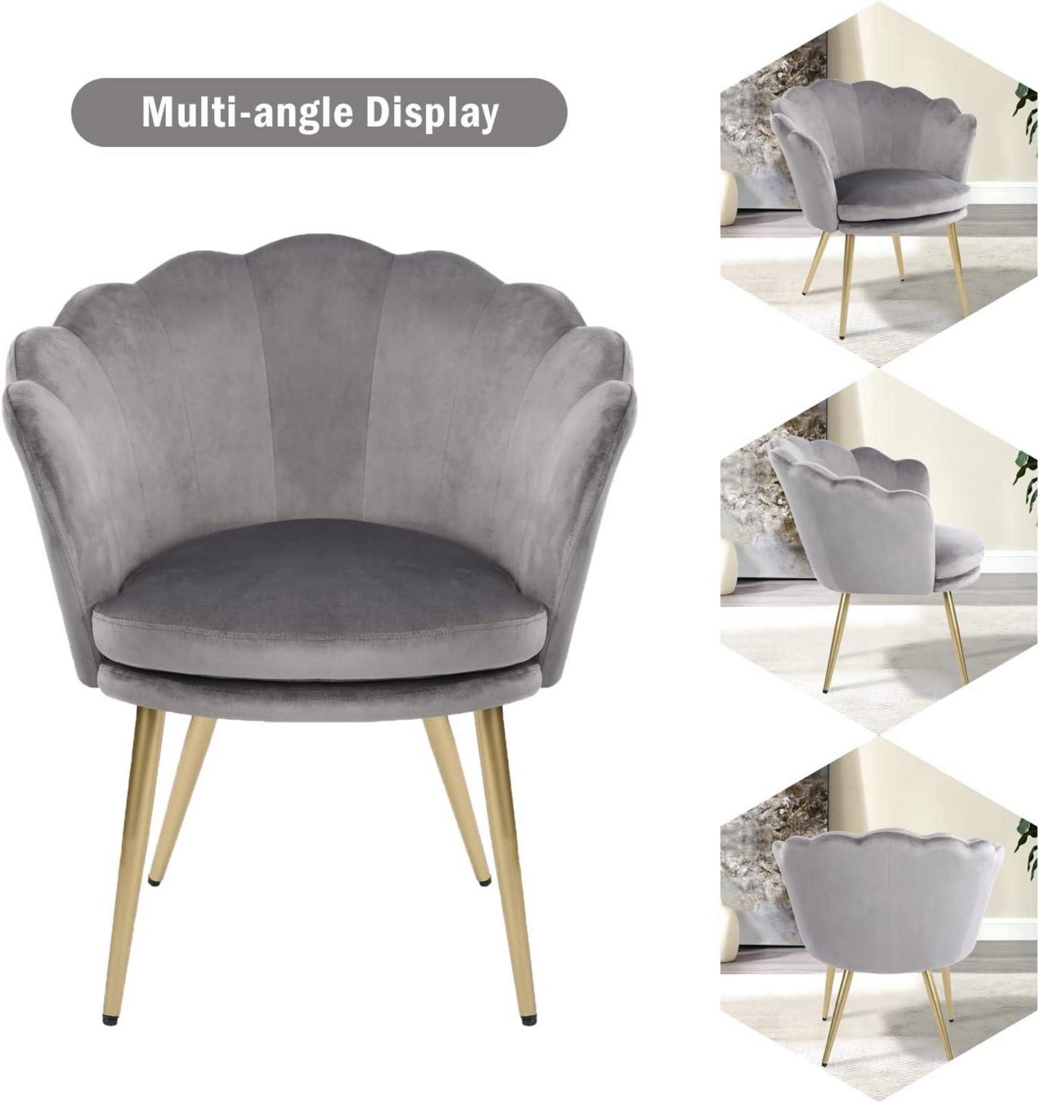 Modernes Samt-Sessel in Blumenform mit Metallbeinen - Dunkelgrau
