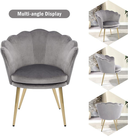 Modernes Samt-Sessel in Blumenform mit Metallbeinen - Dunkelgrau