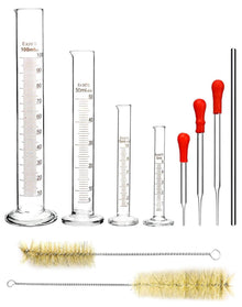 4er Messzylinder Set aus Glas mit Pipetten, Bürsten & Rührstab