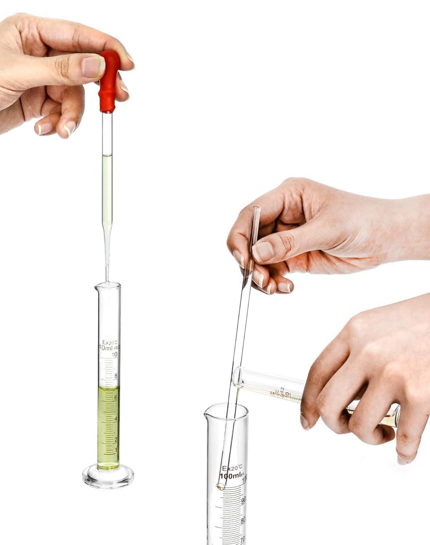 QWORK 4-teiliges Messzylinder Glas Set mit Glaspipetten und Zubehör