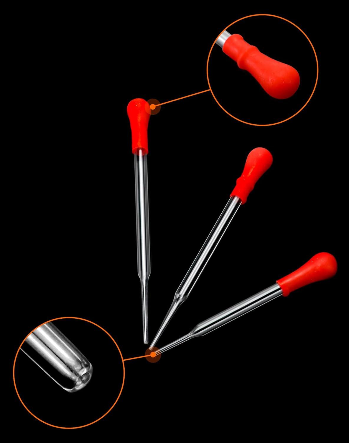 QWORK 4 Stück Messzylinder Glas Set mit Pipetten, Bürste & Glasrührstab