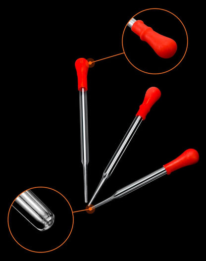 QWORK 4 Stück Messzylinder Glas Set mit Pipetten, Bürste & Glasrührstab