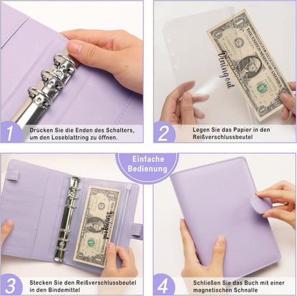 A6 Binder Budget Planner Geld Organizer +12 Binder Taschen +Budgetblätter