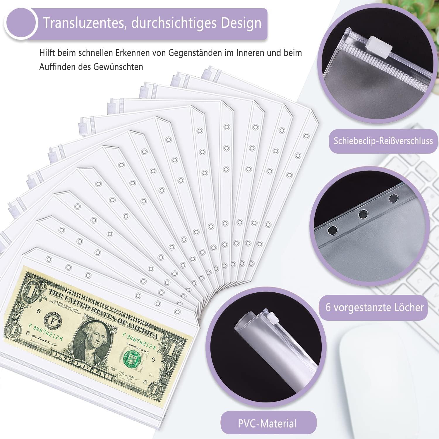 A6 Binder Budget Planner Deutsch Geld Organizer 12 Binder Taschen, 12