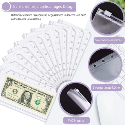 A6 Binder Budget Planner Deutsch Geld Organizer 12 Binder Taschen, 12