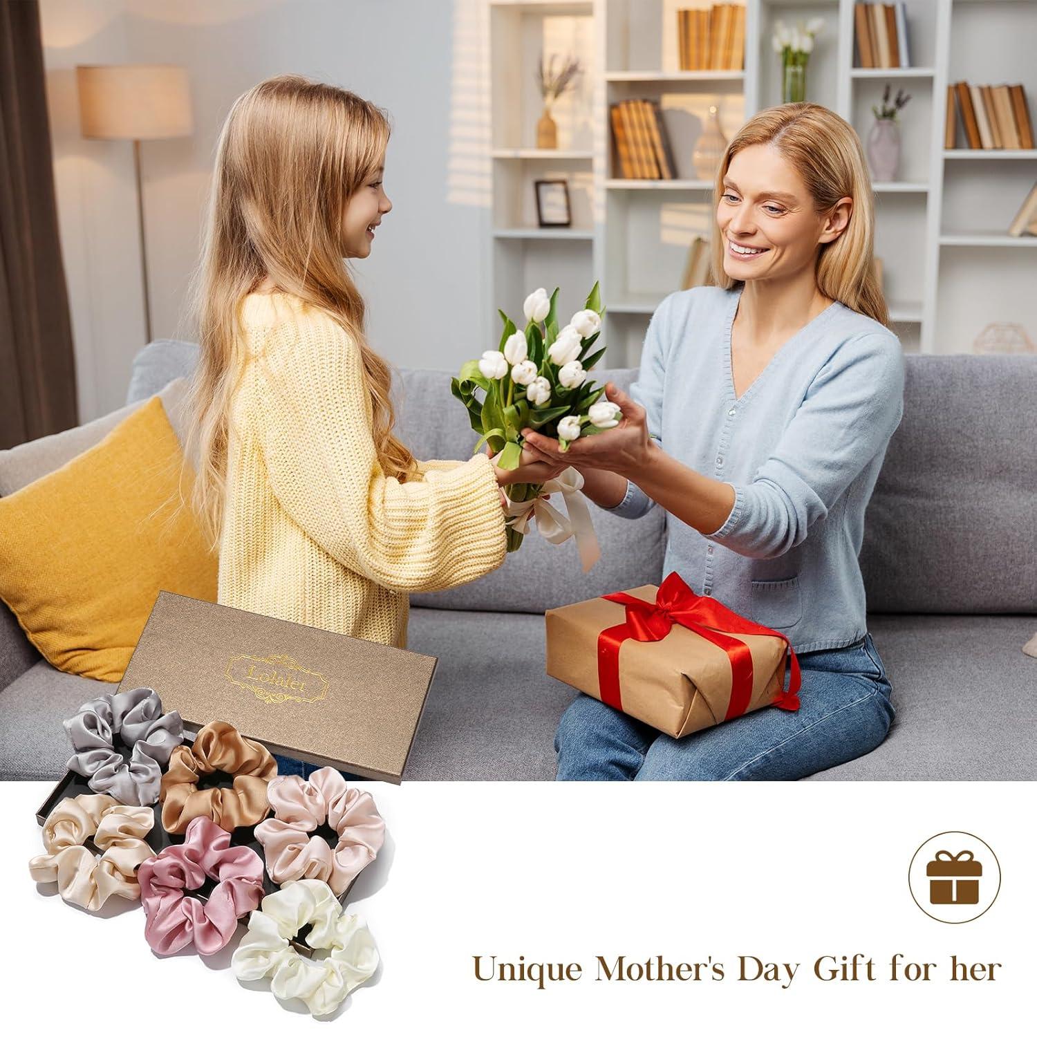 6er Set Seidige Satin Haargummis Scrunchies für Damen Frauen Mädchen
