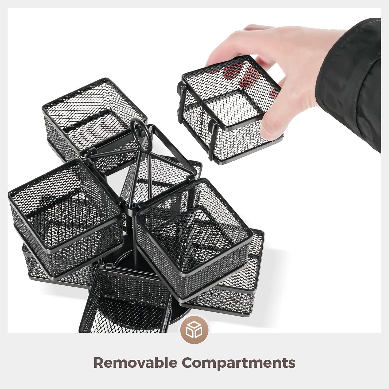 Teebox Organizer 2 Etagen Drehbar Schwarz Metall 8 Fächer