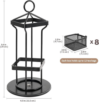 Teebox Organizer 2 Etagen 8 Fächer Metall Schwarz Lazy Susan