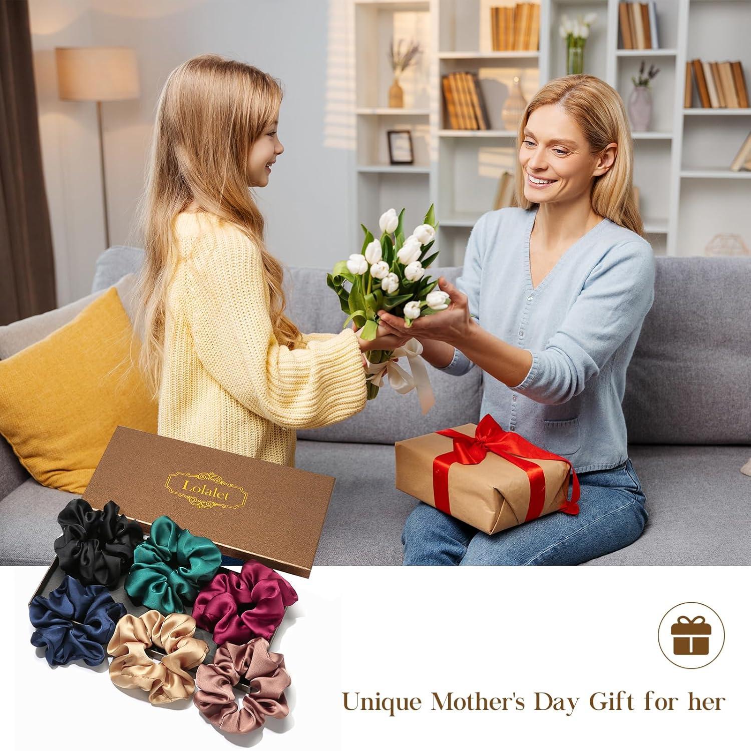 6er Set Seidige Satin Haargummis in 6 Farben - Damen Scrunchies