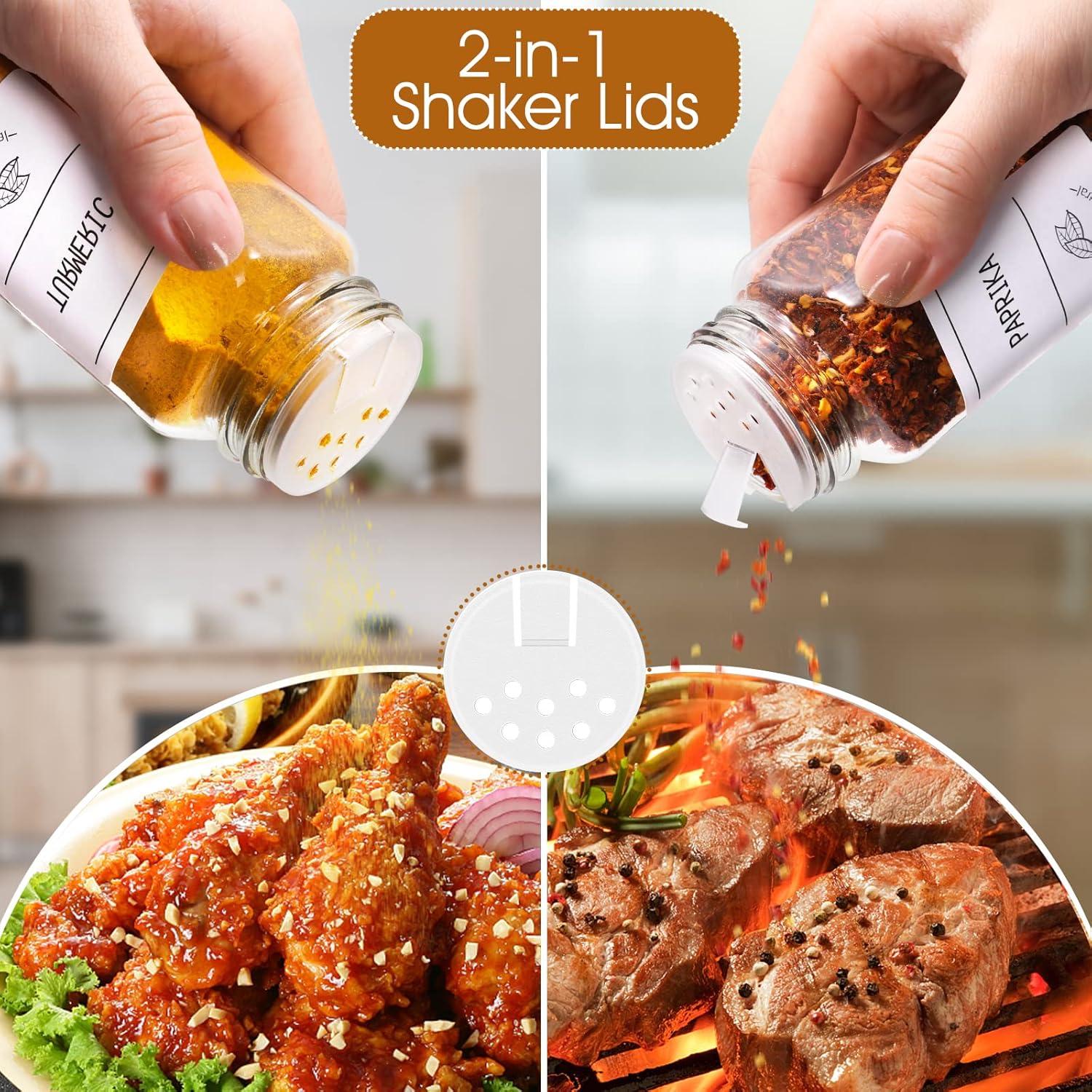 24-teiliges Gewürzgläser Set Glas Bambusdeckel 180ml Shaker Etiketten