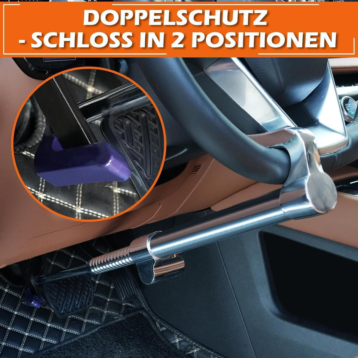 Auto Lenkradschloss mit Teleskopfunktion & 3 Schlüsseln