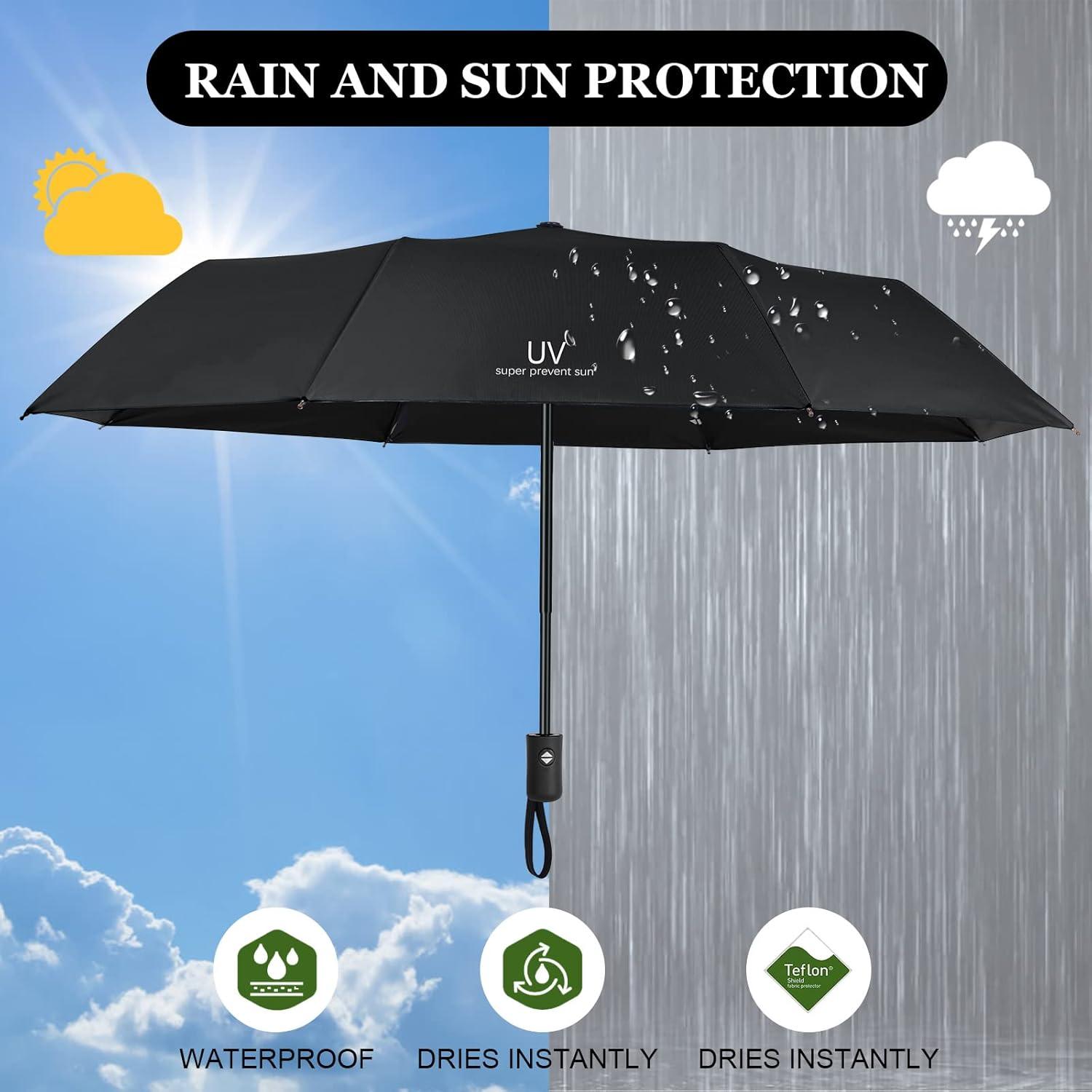 Vicloon Regenschirm Auf-Zu-Automatik Sturmfest Taschenschirm 210T Teflon Herren