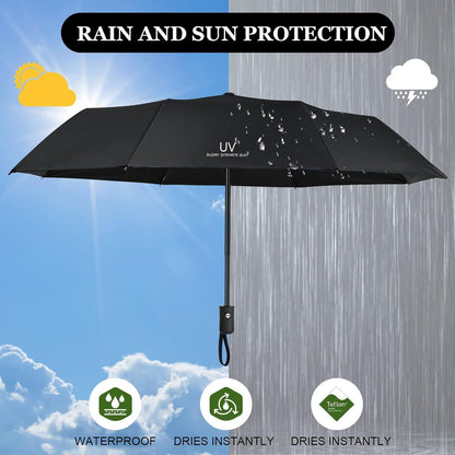 Vicloon Regenschirm Auf-Zu-Automatik Sturmfest Taschenschirm 210T Teflon Herren