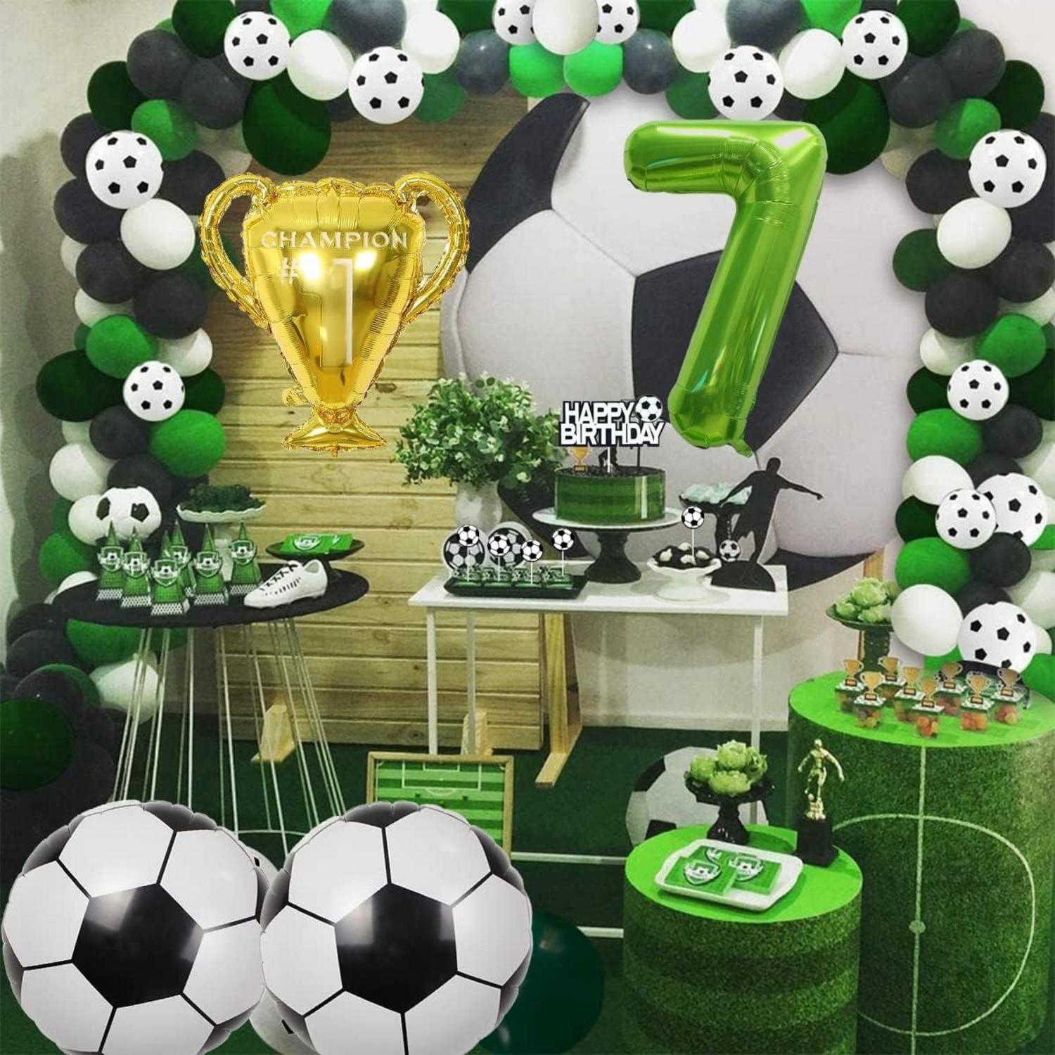 Fußball Deko Geburtstag 7 Jahre Set Luftballons Tortendeko Cup Topper