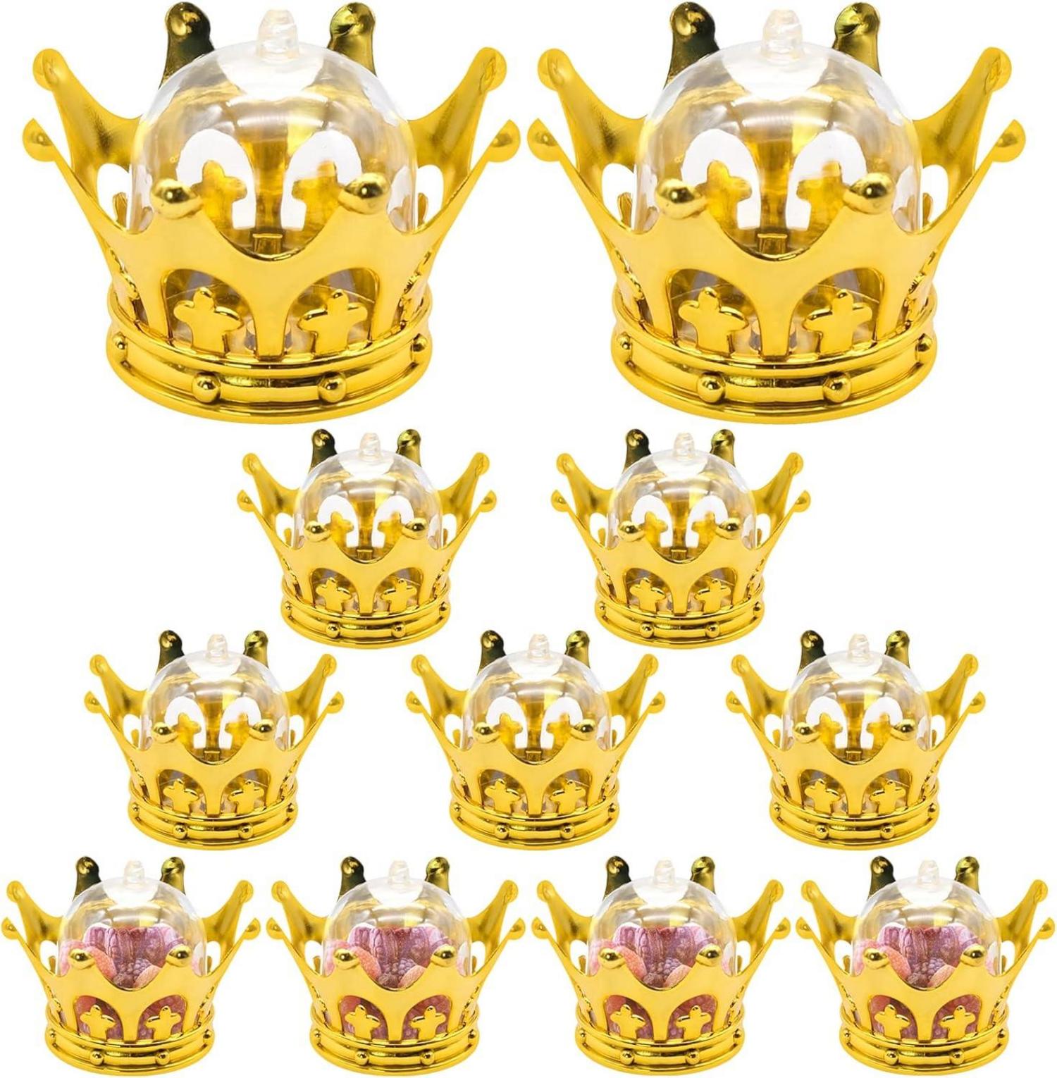 Goldene Kronen Candy Boxen 12er Set für Hochzeit & Party